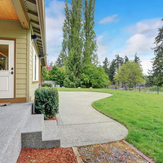 walkway around side of home