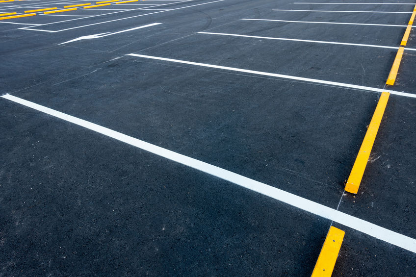 parking lot with pavement sealcoating