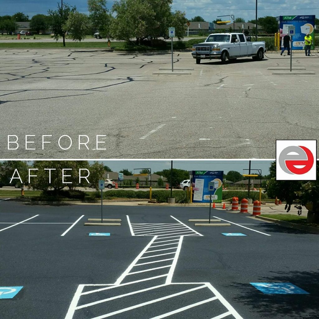 Before and After of Parking Lot Striping Project