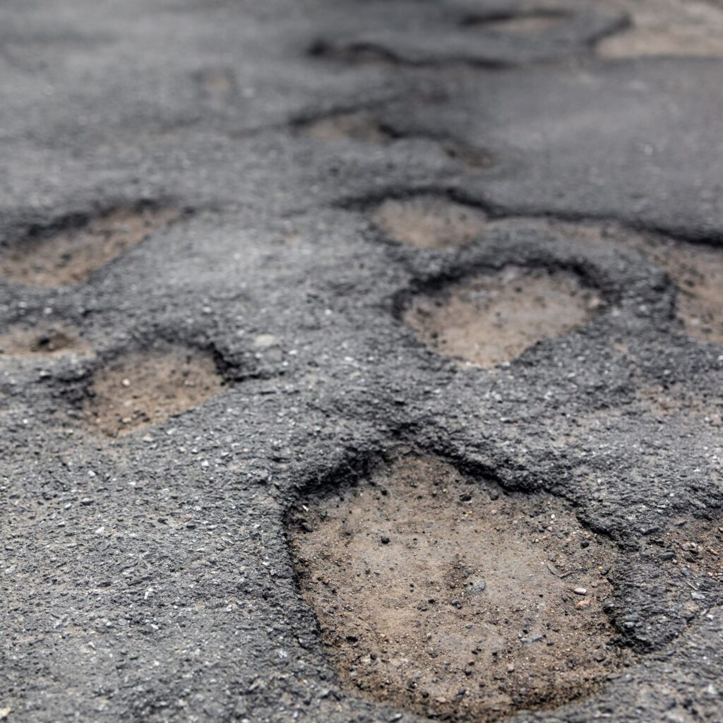 potholes in asphalt